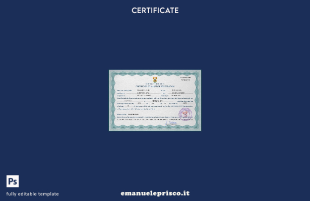 Modello PSD di certificato di matrimonio del Sud Africa in stile verificato, mod